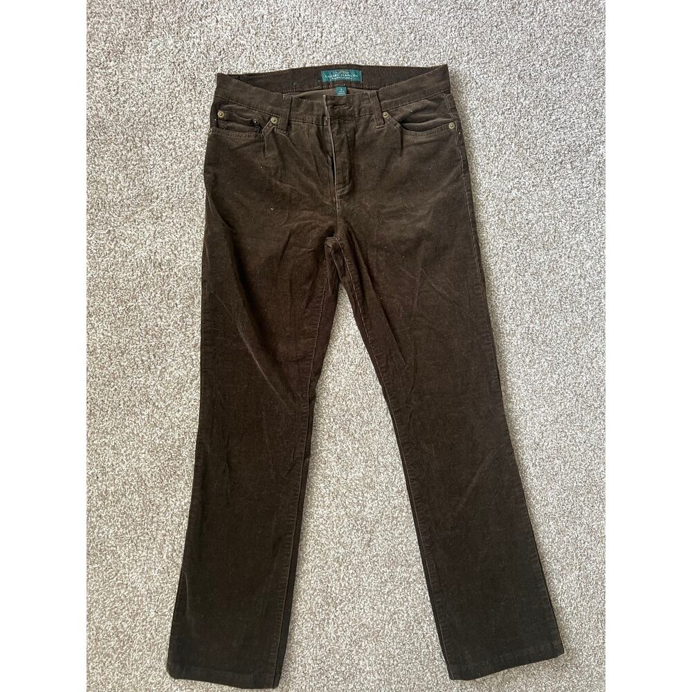 Lauren Ralph‎ Lauren Corduroy Pants 4 Brown Classic Straight Whimsigoth Boho